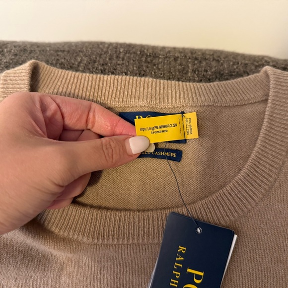 Ralph Lauren Beige 100% Washable Cashmere Sweater NWT - Picture 3 of 6